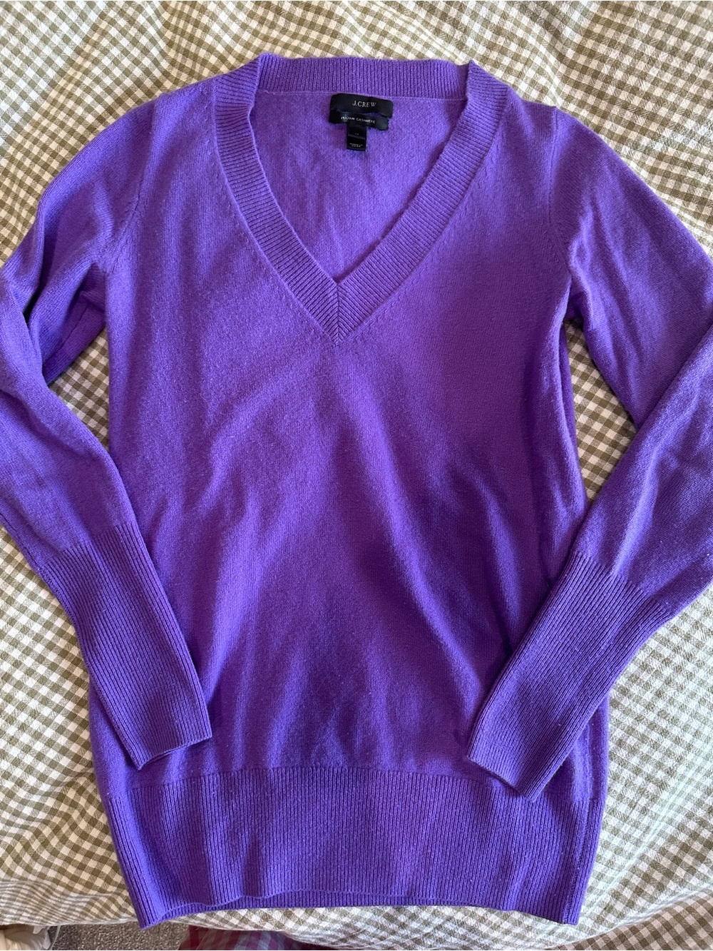 J. Crew Purple V-Neck Italian Cashmere Sweater